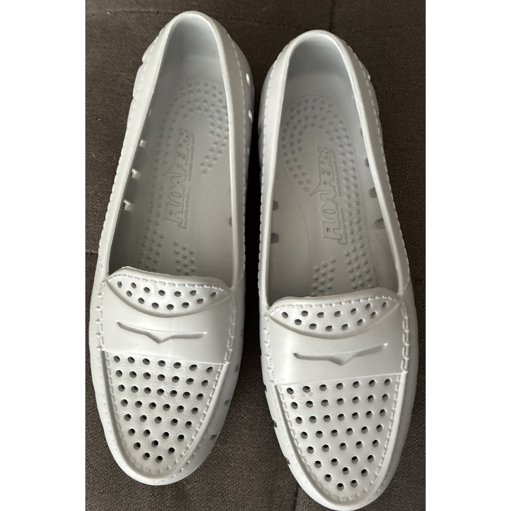 Floafers Womens Slip-on Driver Size 9 White Rubber Water Shoes Penny Loafers